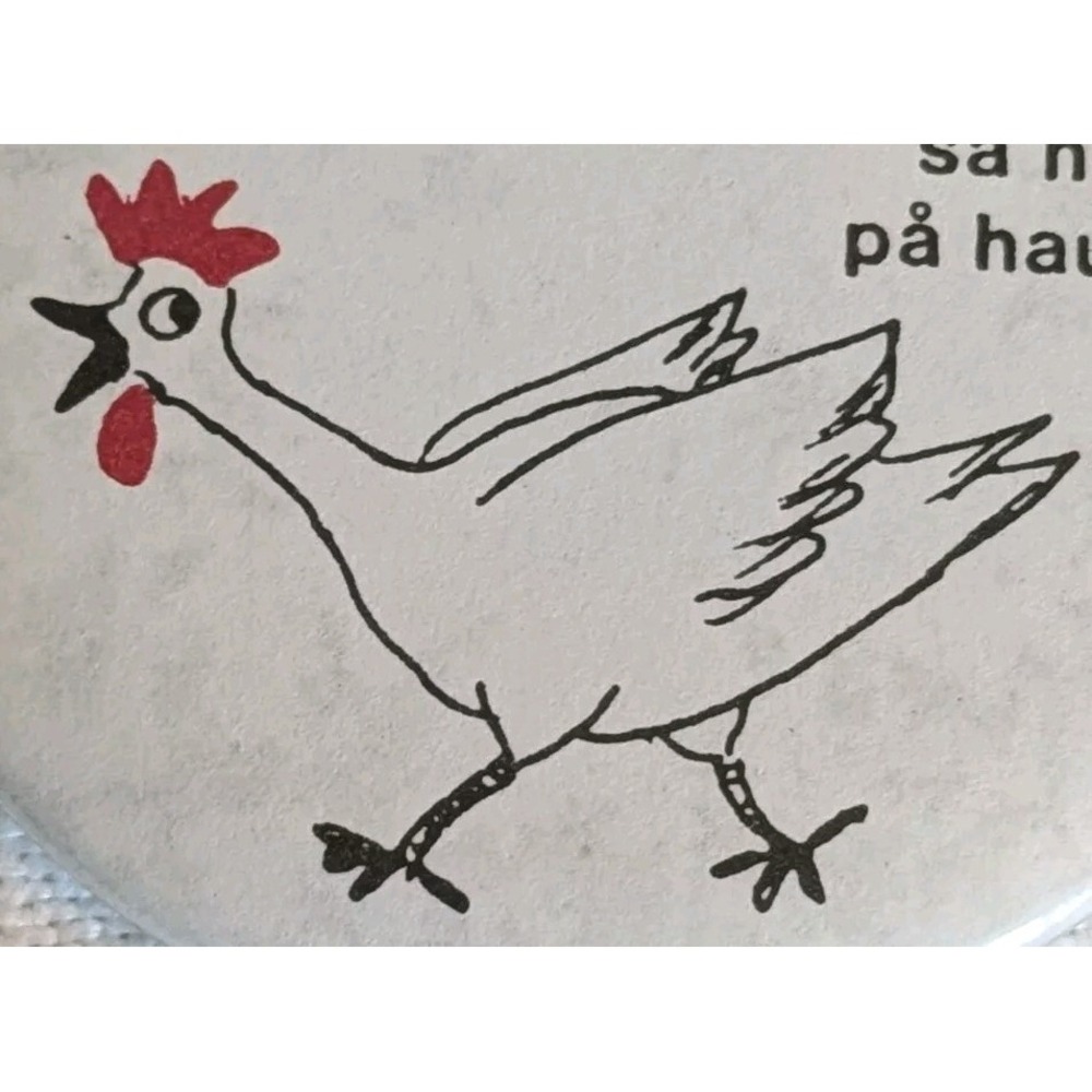 Norwegian Pinback Rooster Button Folk Song Klukk Klukk Sa Hona Pa Haugen Chicken - Picture 4 of 6